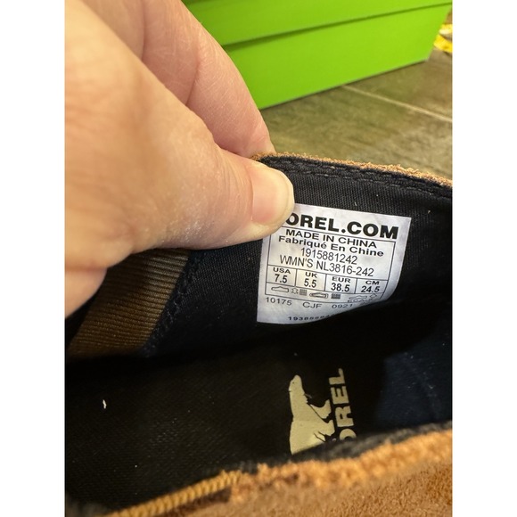 Sorel Women's Evie Leather Wedge Ankle Boot Suede Leather Brown Tan Size 7.5 - Picture 9 of 11